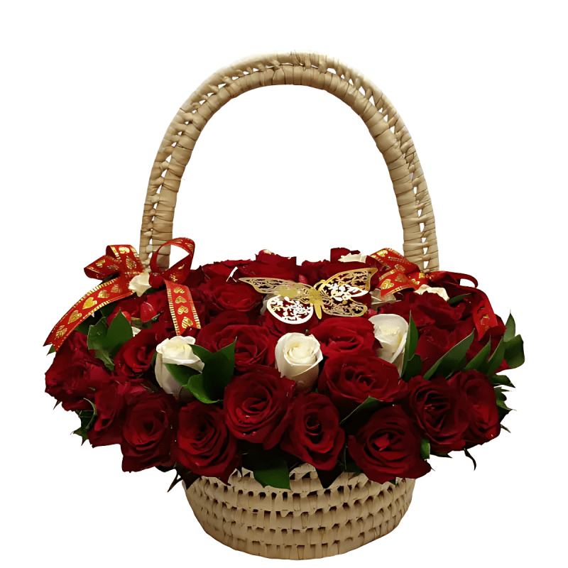 elegance-basket-of-love-80-stems-red-and-white-roses-enhanced