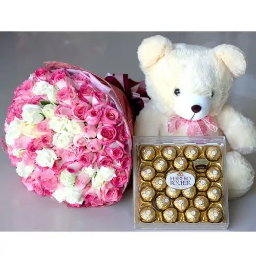 flower-bouquet-ferrero-chocolates-and-and-teddy-bear