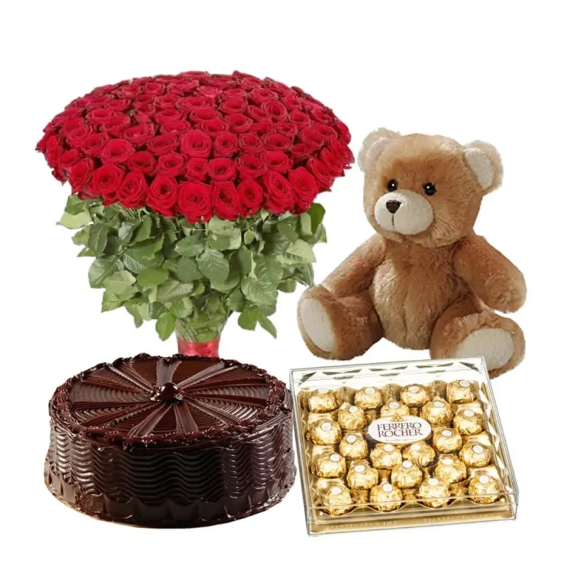 red-roses-ferrero-chocolates-cake-and-teddy-bear